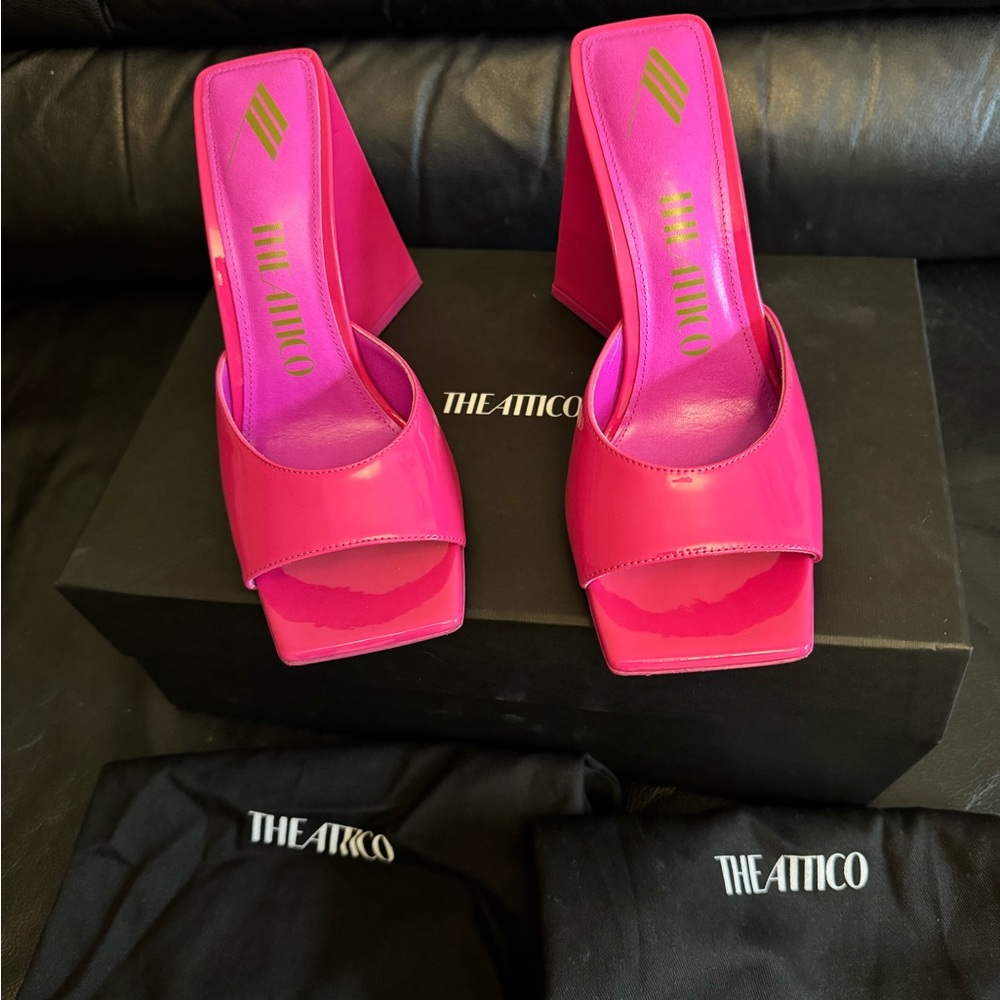 The Attico Fuchsia Open-Toe Heels